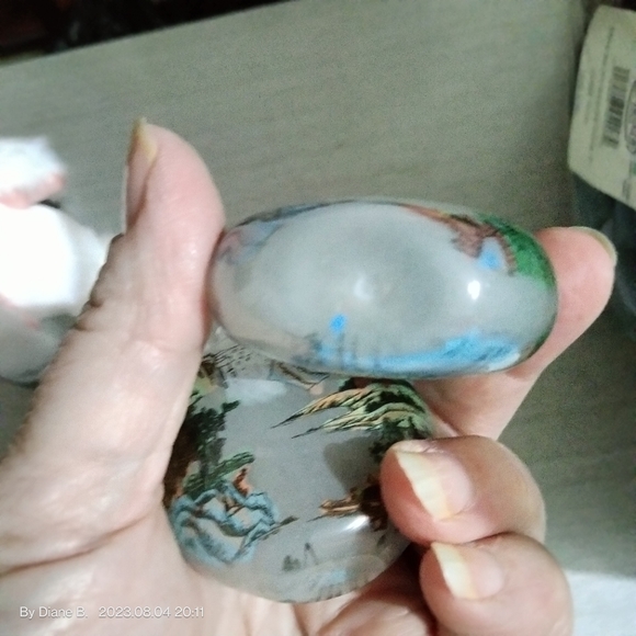 2- Vintage Reverse Painted Glass Snuff Bottle with Stopper - Picture 6 of 6